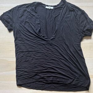 Joah Brown Deep V-Neck Black Tee